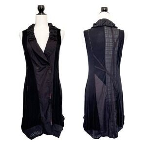 Dzhavael Size Small Tunic Vest Laganlook Whimisgoth Layered Pockets Artsy Black